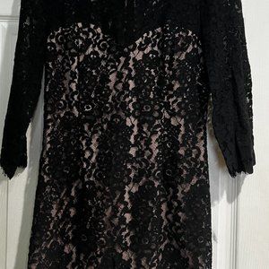 High Neck Lace 3/4 Sleeve Dress